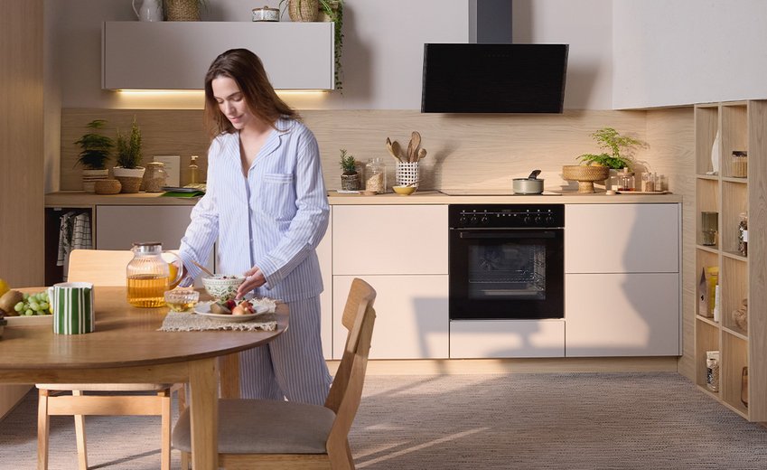 Cuisine beige mat harmonieuse