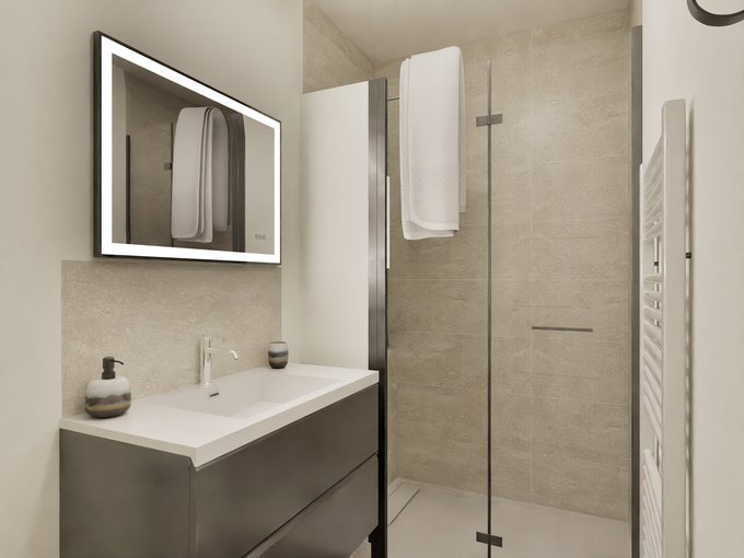 Salle de bain moderne avec douche italienne
